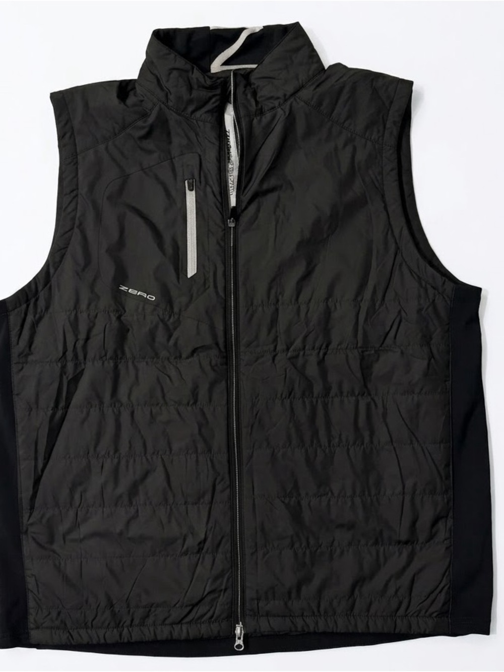 Zero Restriction Men’s Performance Golf Vest - Black Quilted Full-Zip